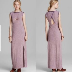Free People Raw Hem Dusty Rose Side Slits Open Back Maxi Dress Size M